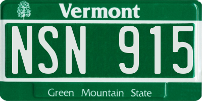 VT license plate NSN915