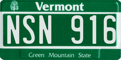 VT license plate NSN916