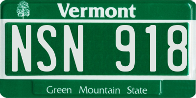 VT license plate NSN918