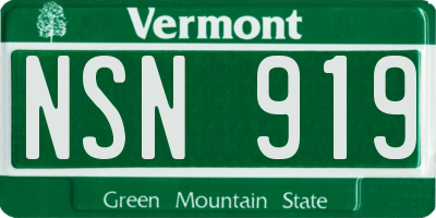VT license plate NSN919