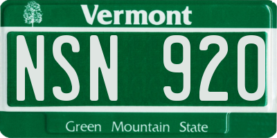 VT license plate NSN920