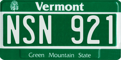 VT license plate NSN921
