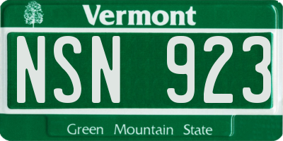 VT license plate NSN923