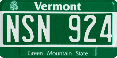 VT license plate NSN924