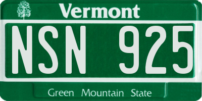 VT license plate NSN925