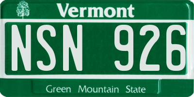 VT license plate NSN926