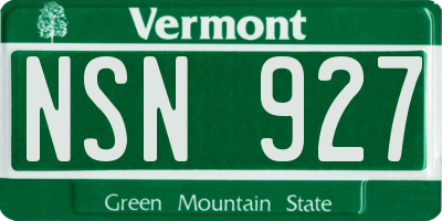 VT license plate NSN927