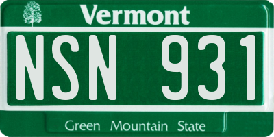 VT license plate NSN931
