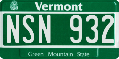 VT license plate NSN932