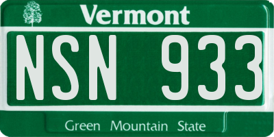 VT license plate NSN933