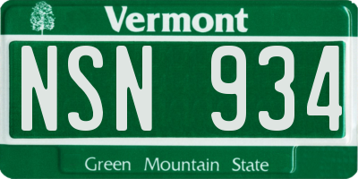 VT license plate NSN934