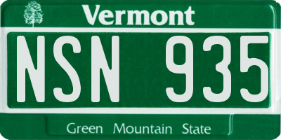 VT license plate NSN935