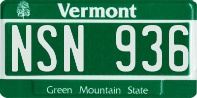 VT license plate NSN936