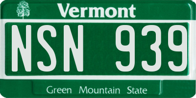 VT license plate NSN939