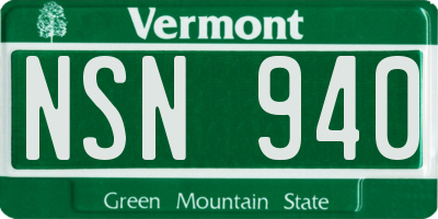 VT license plate NSN940
