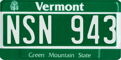 VT license plate NSN943