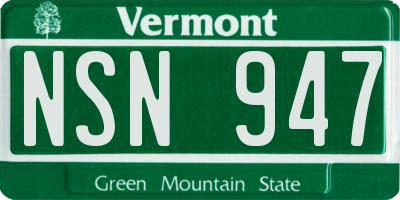 VT license plate NSN947