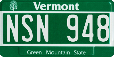 VT license plate NSN948