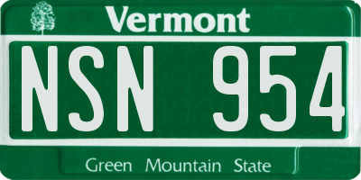VT license plate NSN954