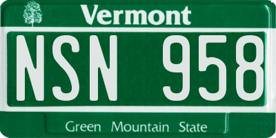 VT license plate NSN958