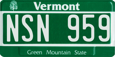VT license plate NSN959