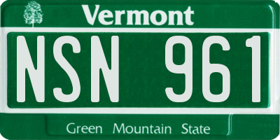 VT license plate NSN961