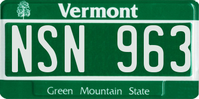 VT license plate NSN963