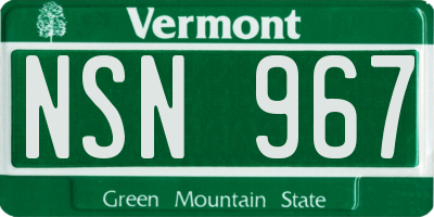 VT license plate NSN967