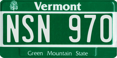 VT license plate NSN970