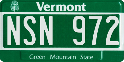 VT license plate NSN972