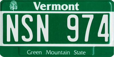 VT license plate NSN974