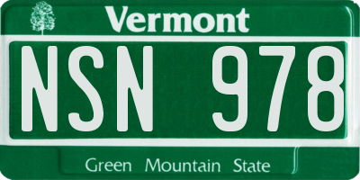 VT license plate NSN978