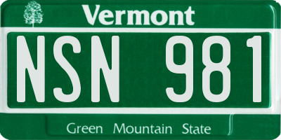 VT license plate NSN981