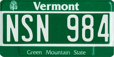 VT license plate NSN984