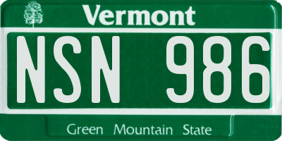 VT license plate NSN986