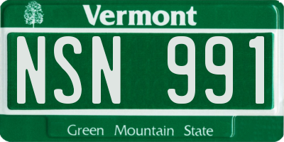VT license plate NSN991