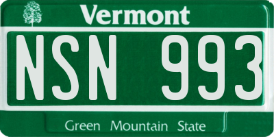 VT license plate NSN993