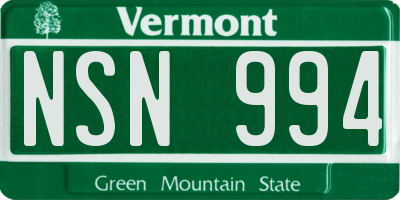 VT license plate NSN994