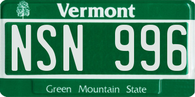 VT license plate NSN996
