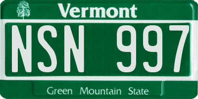 VT license plate NSN997