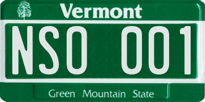 VT license plate NSO001