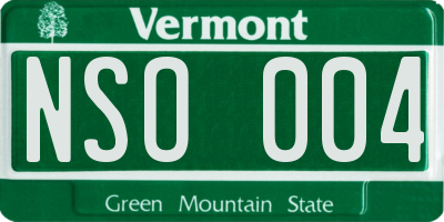 VT license plate NSO004