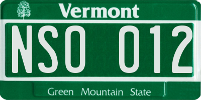 VT license plate NSO012