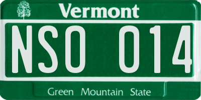 VT license plate NSO014