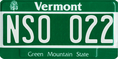 VT license plate NSO022