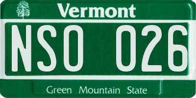 VT license plate NSO026