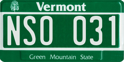 VT license plate NSO031