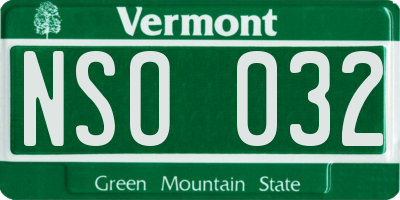 VT license plate NSO032
