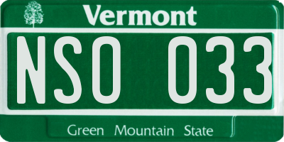 VT license plate NSO033
