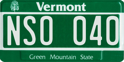 VT license plate NSO040
